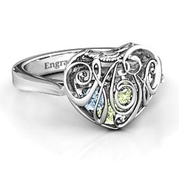 Caged Hearts Ring with 2-6 Stones