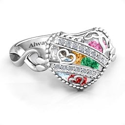 Caged Hearts Ring with 2-6 Stones