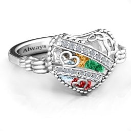 Caged Hearts Ring with 2-6 Stones