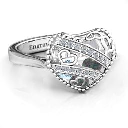 Caged Hearts Ring with 2-6 Stones
