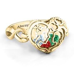 Caged Hearts Ring with 2-6 Stones