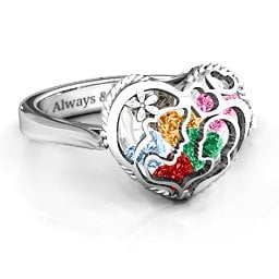 Caged Hearts Ring with 2-6 Stones