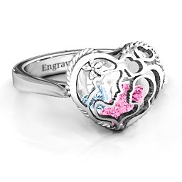 Caged Hearts Ring with 2-6 Stones