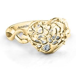 Caged Hearts Ring with 2-6 Stones