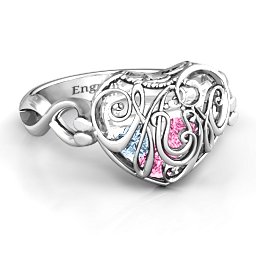 Caged Hearts Ring with 2-6 Stones