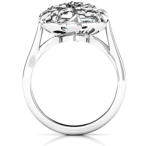 Family Tree Caged Hearts Ring with Ski Tip Band