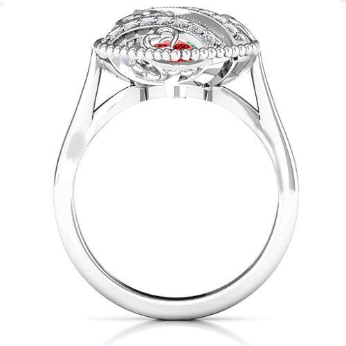 Sparkling Hearts Caged Hearts Ring with Ski Tip Band