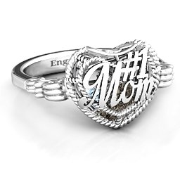 Caged Hearts Ring with 2-6 Stones in 925 Sterling Silver with Smokey Quartz, Aquamarine, Citrine, and Pink Tourmaline