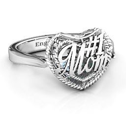 Caged Hearts Ring with 2-6 Stones in 925 Sterling Silver with Alexandrite, Aquamarine, Citrine, Smokey Quartz, and Pink Tourmaline