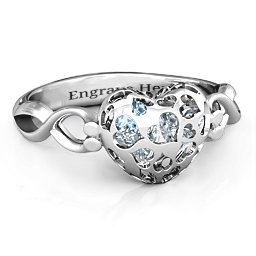 Petite Caged Hearts Ring with 1-3 Stones
