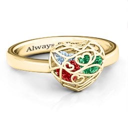 Petite Caged Hearts Ring with 1-3 Stones