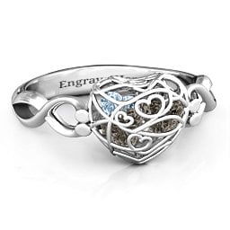 Petite Caged Hearts Ring with 1-3 Stones