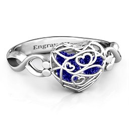 Petite Caged Hearts Ring with 1-3 Stones