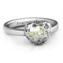 Petite Caged Hearts Ring with 1-3 Stones