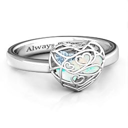 Petite Caged Hearts Ring with 1-3 Stones