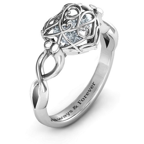 Encased in Love Petite Caged Hearts Ring with Infinity Band