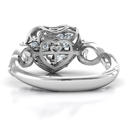 Encased in Love Petite Caged Hearts Ring with Infinity Band