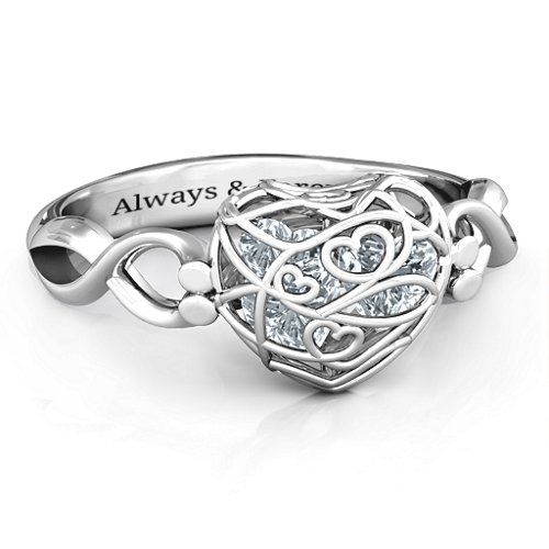Encased in Love Petite Caged Hearts Ring with Infinity Band