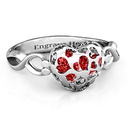 Petite Caged Hearts Ring with 1-3 Stones in 925 Sterling Silver with Garnet, Citrine, Smokey Quartz, and Pink Tourmaline