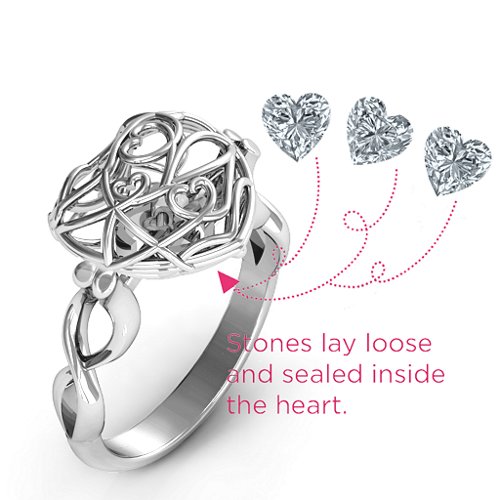 Encased in Love Caged Hearts Ring with Infinity Band