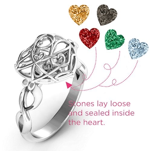 Encased in Love Caged Hearts Ring with Infinity Band