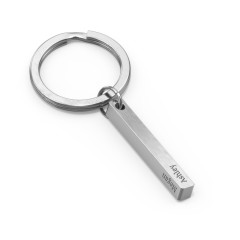 Engravable 3D Bar Keychain – Stainless Steel