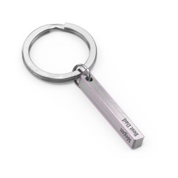 Engravable 3D Bar Keychain in Stainless Steel