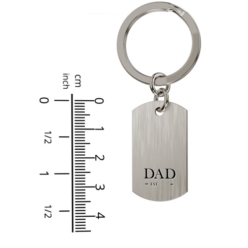 Engravable DAD Dog Tag Keychain with Year
