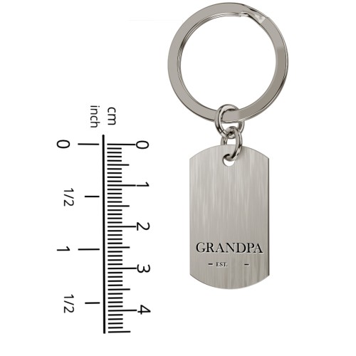 Engravable GRANDPA Dog Tag Keychain with Year