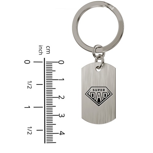 Engravable SUPER DAD Dog Tag Keychain