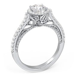 Classic Diamond Engagement Ring with Pave Accented Halo and Initial Setting - "The Brigitte"
