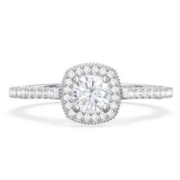 Classic Diamond Engagement Ring with Pave Accented Halo and Initial Setting - "The Brigitte"