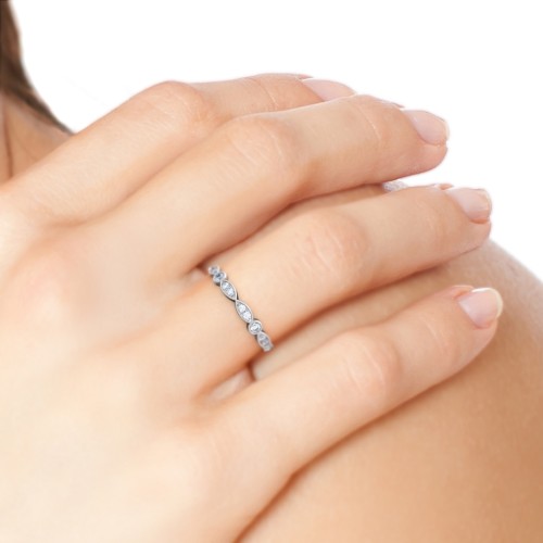 The Audrey Wedding Band – 14K White Gold with Lab Diamond