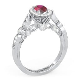 Vintage Diamond Engagement Ring with Accents and Halo Setting - "The Audrey"