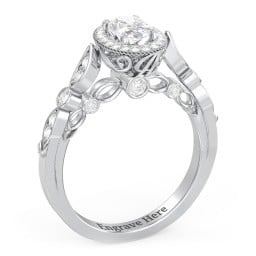 Vintage Diamond Engagement Ring with Accents and Halo Setting - "The Audrey"