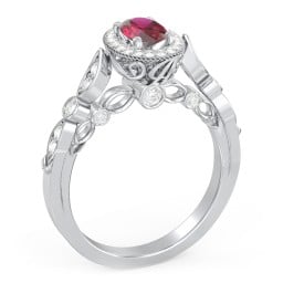 Vintage Diamond Engagement Ring with Accents and Halo Setting - "The Audrey"