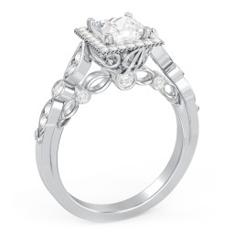 Vintage Diamond Engagement Ring with Accents and Halo Setting - "The Audrey"