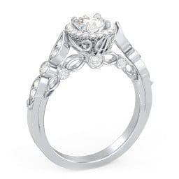 Vintage Diamond Engagement Ring with Accents and Halo Setting - "The Audrey"