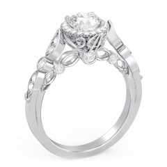 Vintage Diamond Engagement Ring with Accents and Halo Setting - "The Audrey" – 10K Yellow Gold with Lab Diamond