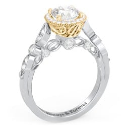 Vintage Diamond Engagement Ring with Accents and Halo Setting - "The Audrey"