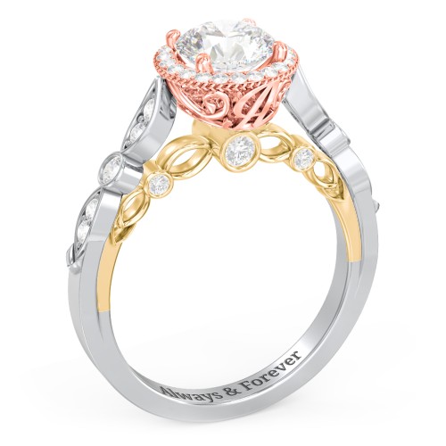 Vintage Diamond Engagement Ring with Accents and Halo Setting - "The Audrey"