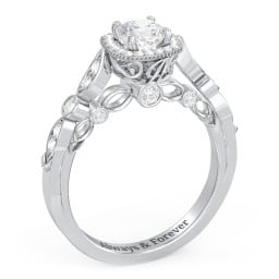 Vintage Diamond Engagement Ring with Accents and Halo Setting - "The Audrey"