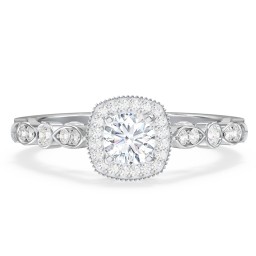 Vintage Diamond Engagement Ring with Accents and Halo Setting - "The Audrey"