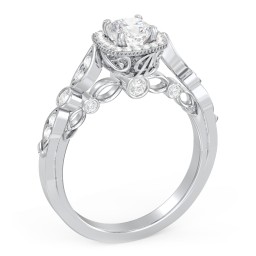 Vintage Diamond Engagement Ring with Accents and Halo Setting - "The Audrey"