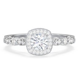 Vintage Diamond Engagement Ring with Accents and Halo Setting - "The Audrey"