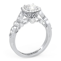 Vintage Diamond Engagement Ring with Accents and Halo Setting - "The Audrey"