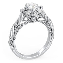 Vintage Solitaire Diamond Engagement Ring with Accents and Floral Setting - "The Rita"