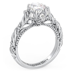 Vintage Solitaire Diamond Engagement Ring with Accents and Floral Setting - "The Rita"