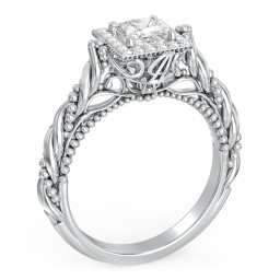 Vintage Diamond Engagement Ring with Accents and Halo Setting - "The Rita"