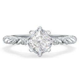 Vintage Solitaire Diamond Engagement Ring with Accents and Floral Setting - "The Rita"